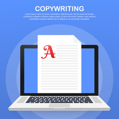 Concept for Copywriting, content development, freelance, blog post. Vector illustration.