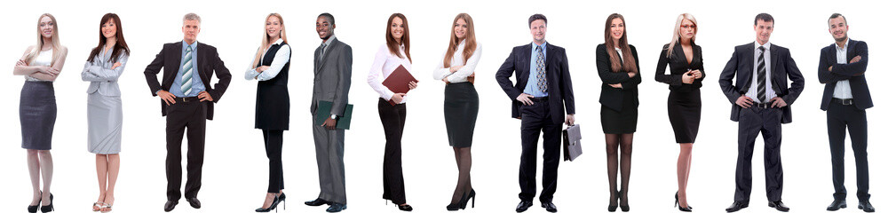 group of successful business people isolated on white