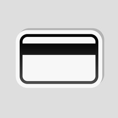 Simple credit card icon. Sticker style with white border and sim