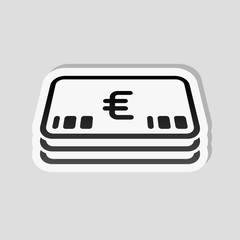 Pack of euro money or vouchers. Business icon. Sticker style wit