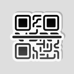 Scanning QR code. Technology icon. Sticker style with white bord