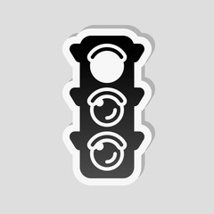 Traffic light icon. Sign of stop, red or stand. Sticker style wi