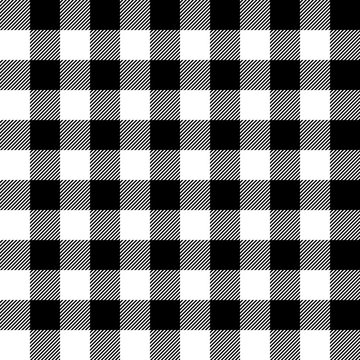 White and Black Buffalo Plaid Seamless Pattern - Classic buffalo style plaid design