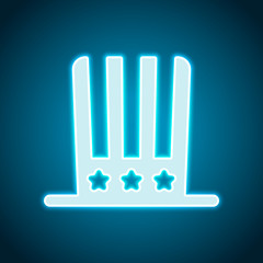 4 july, independence day. hat icon. Neon style. Light decoration
