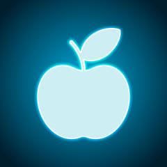Simple apple icon. Neon style. Light decoration icon. Bright ele