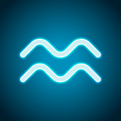 Astrological sign. Aquarius simple icon. Neon style. Light decor