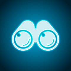 Simple binocular icon. Neon style. Light decoration icon. Bright