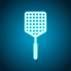 Fly swatter icon. Neon style. Light decoration icon. Bright elec