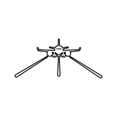 airplane on the landing site icon. Element of cyber security for mobile concept and web apps icon. Thin line icon for website design and development, app development