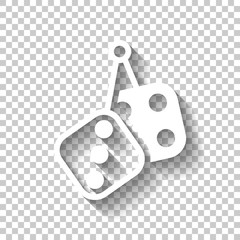 Dice amulet, Icon of casino games. White icon with shadow on transparent background