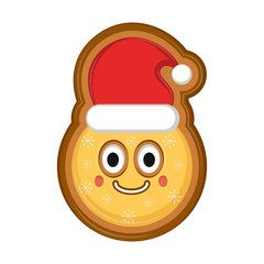 Happy christmas ball gingerbread with a christmas hat. Vector illustration design