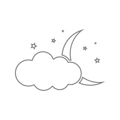 Cloud, Star ,Moon icon. Element of cyber security for mobile concept and web apps icon. Thin line icon for website design and development, app development