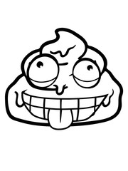 scheiße kacke kot haufen häufchen verrückt grimasse mund zunge rausstrecken lustig comic cartoon clipart design ärgern witzig