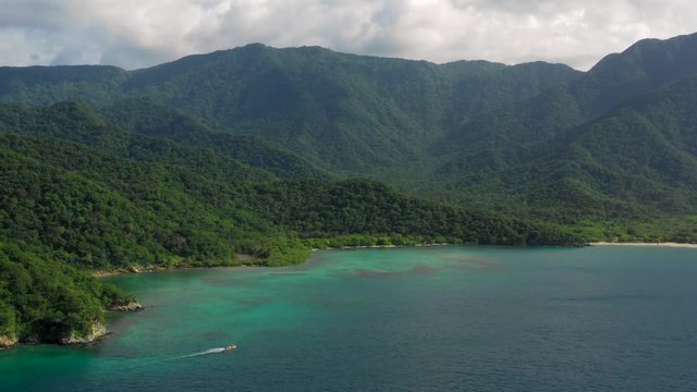 Aerial View of Tayrona National Park's Playa Cristal, A Tropical Beach Near Santa Marta, Colombia