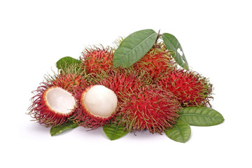 Rambutan , Sweet and delicious fruits from Thailand. Fresh rambutans isolated on white background.