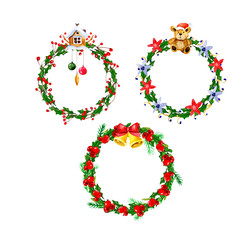 watercolor vector Christmas wreath