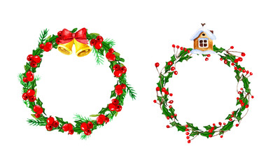 watercolor vector Christmas wreath