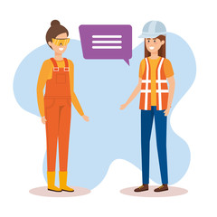 female builders talking characters