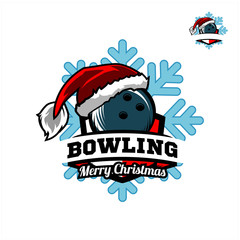  Bowling Santa Snow Flake Logo 01