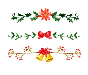 Christmas bells. Watercolor illustration