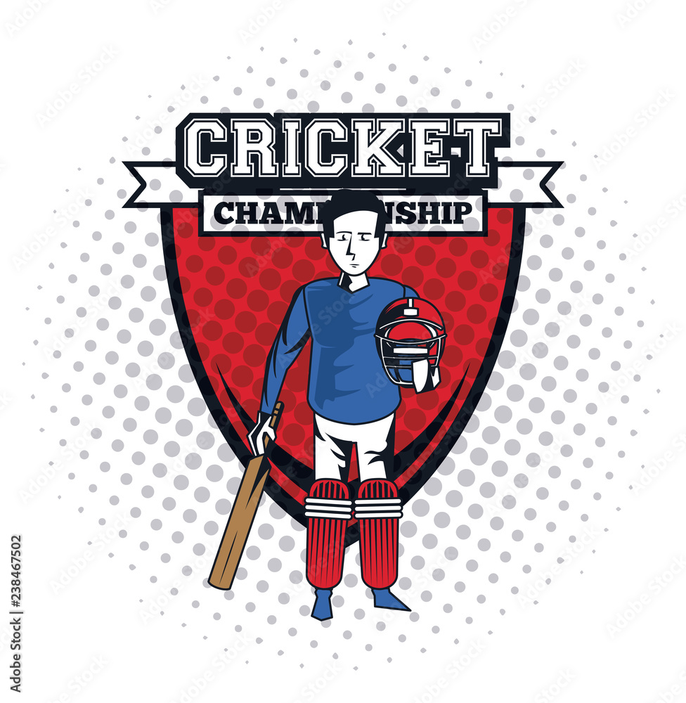 Sticker cricket player icon