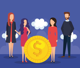 business people with coin money