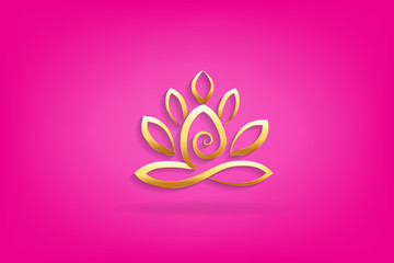 Logo yoga man golden lotus flower 