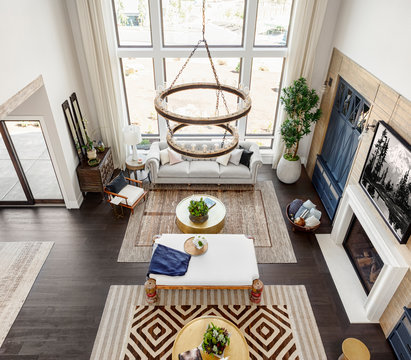 High Angle View Of Modern Living Room At Home