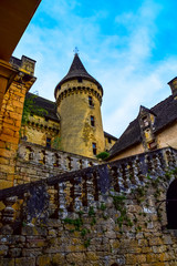 Fototapeta premium Facade of the Chateau de Puymartin in the Dordogne region of France 