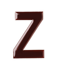 Chocolate letter Z on white background, top view