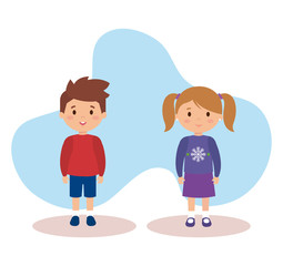 little kids with winter clothes