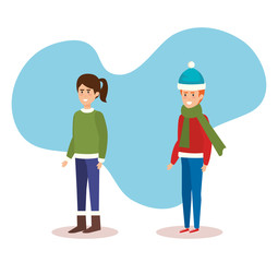 little kids with winter clothes