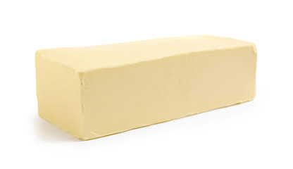 Fresh butter on white background. Dairy product