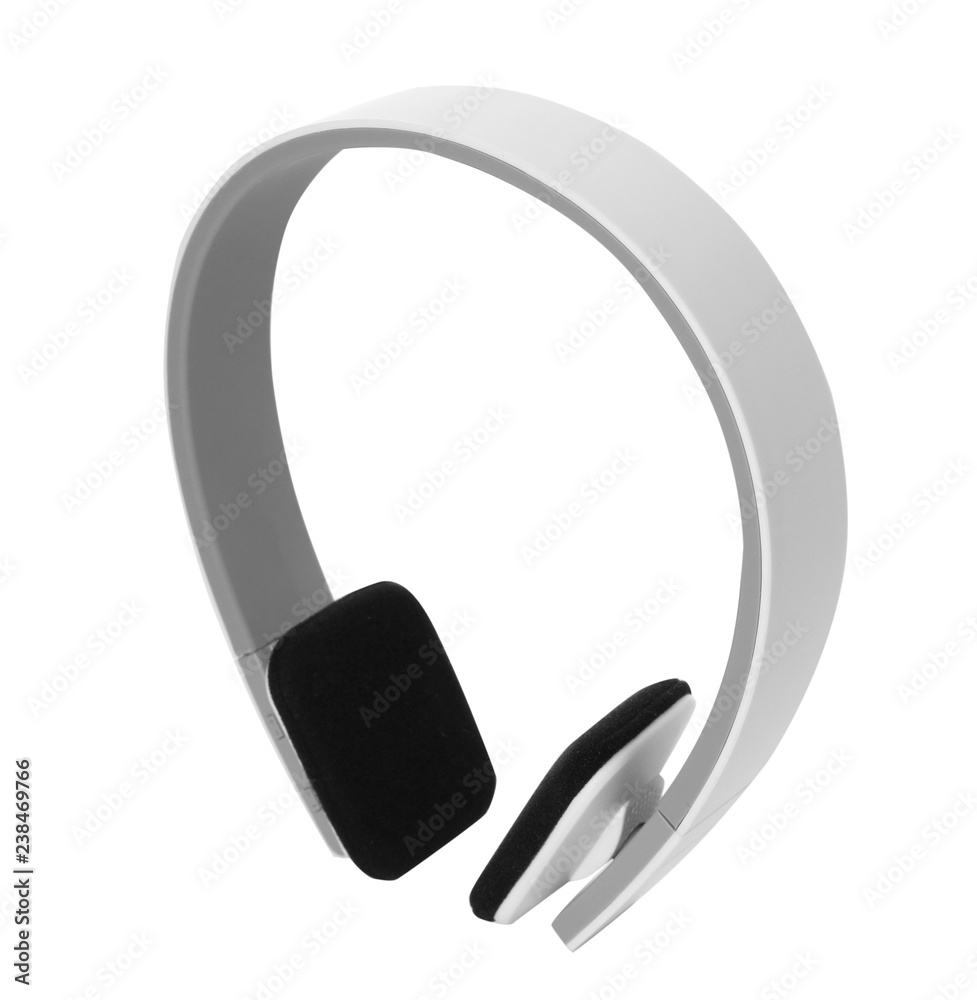 Wall mural stylish modern headphones with earmuffs on white background