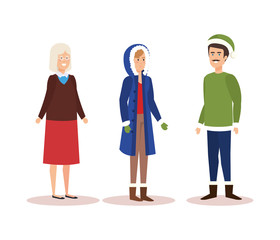 family members with winter clothes