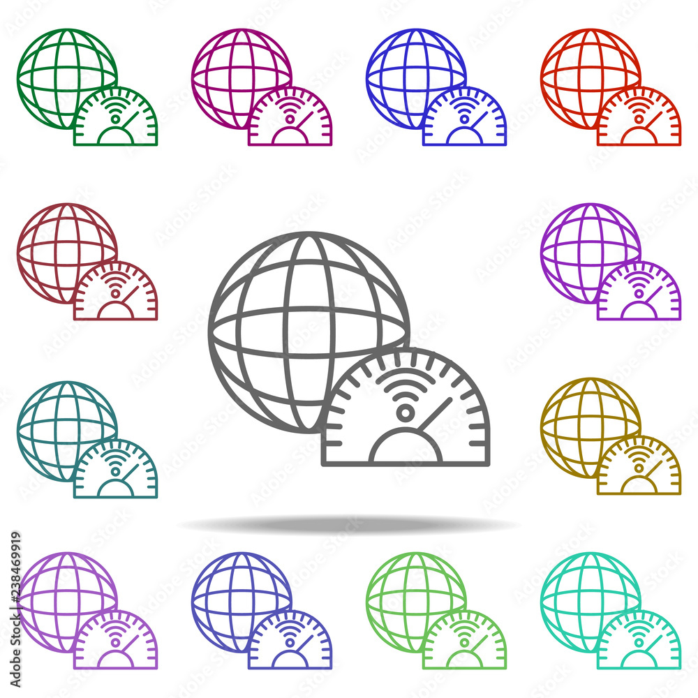 Poster earth rotation speed icon. elements of intelligence in multi color style icons. simple icon for webs