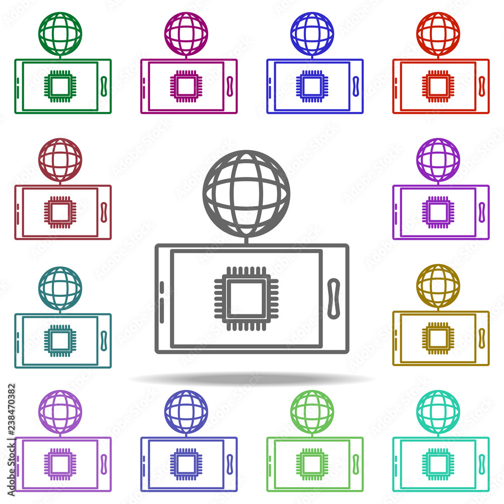 Poster chip in phone icon. elements of intelligence in multi color style icons. simple icon for websites, w