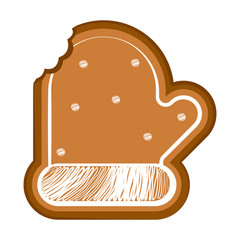 Isolated bitten christmas glove gingerbread. Vector illustration design