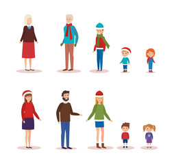 family members with winter clothes