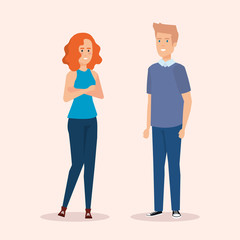 young couple avatars characters