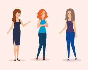 Fototapeta premium group of girls avatars characters