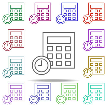 time calculator icon. Element of time value icon for mobile concept and web apps. Thin line time calculator icon can be used for web and mobile on white background