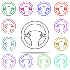 game steering wheel icon. Elements of Virtual Reality in multi color style icons. Simple icon for websites, web design, mobile app, info graphics