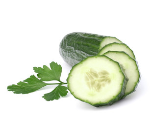 Cucumber slices  isolated on white background cutout