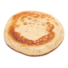 One pancake isolated on white background cutout.