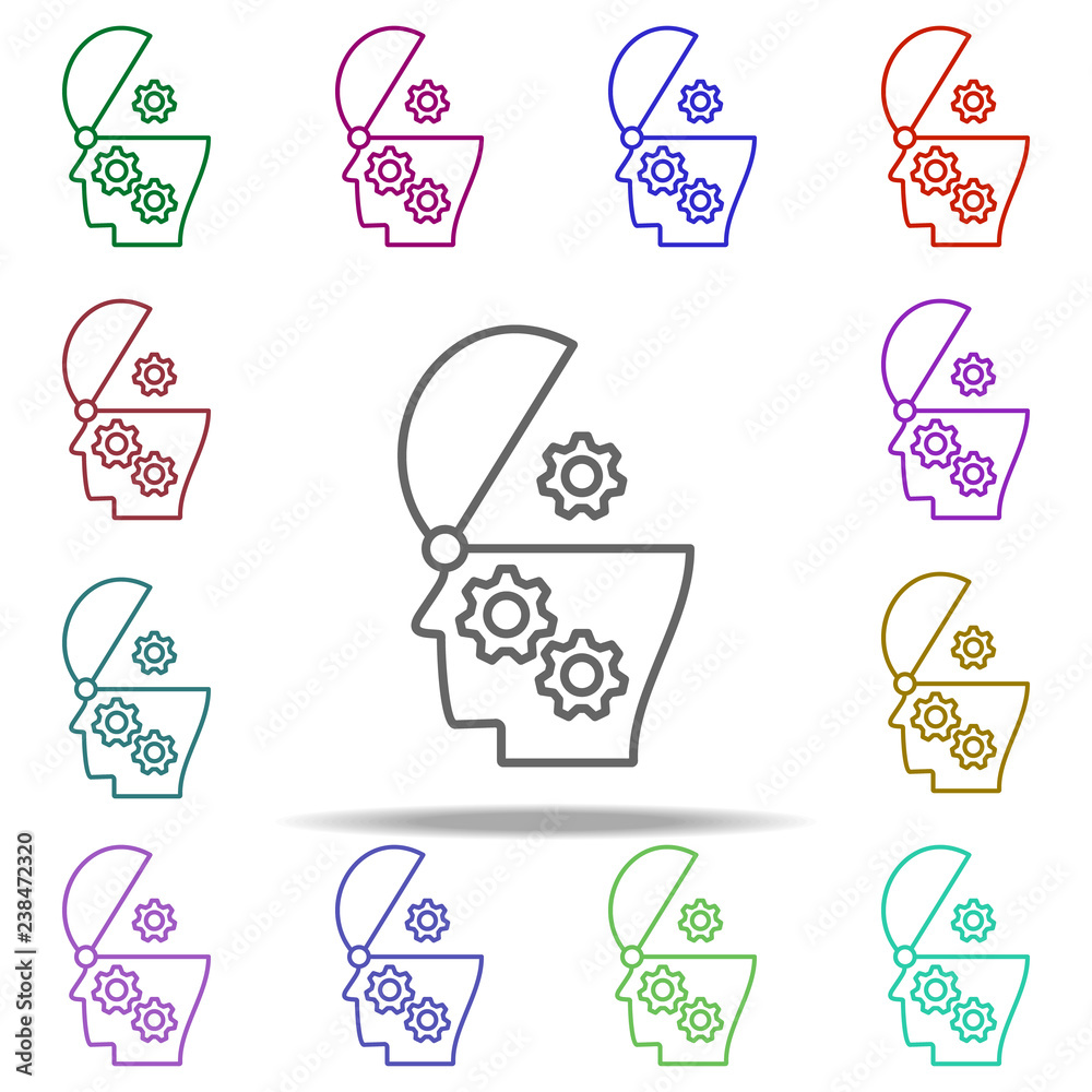 Poster control of thoughts icon. elements of intelligence in multi color style icons. simple icon for websi