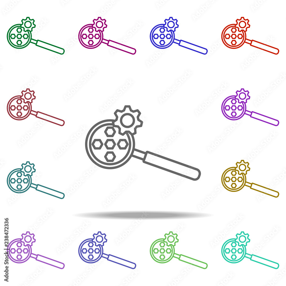 Poster magnifier and mechanism icon. elements of intelligence in multi color style icons. simple icon for w
