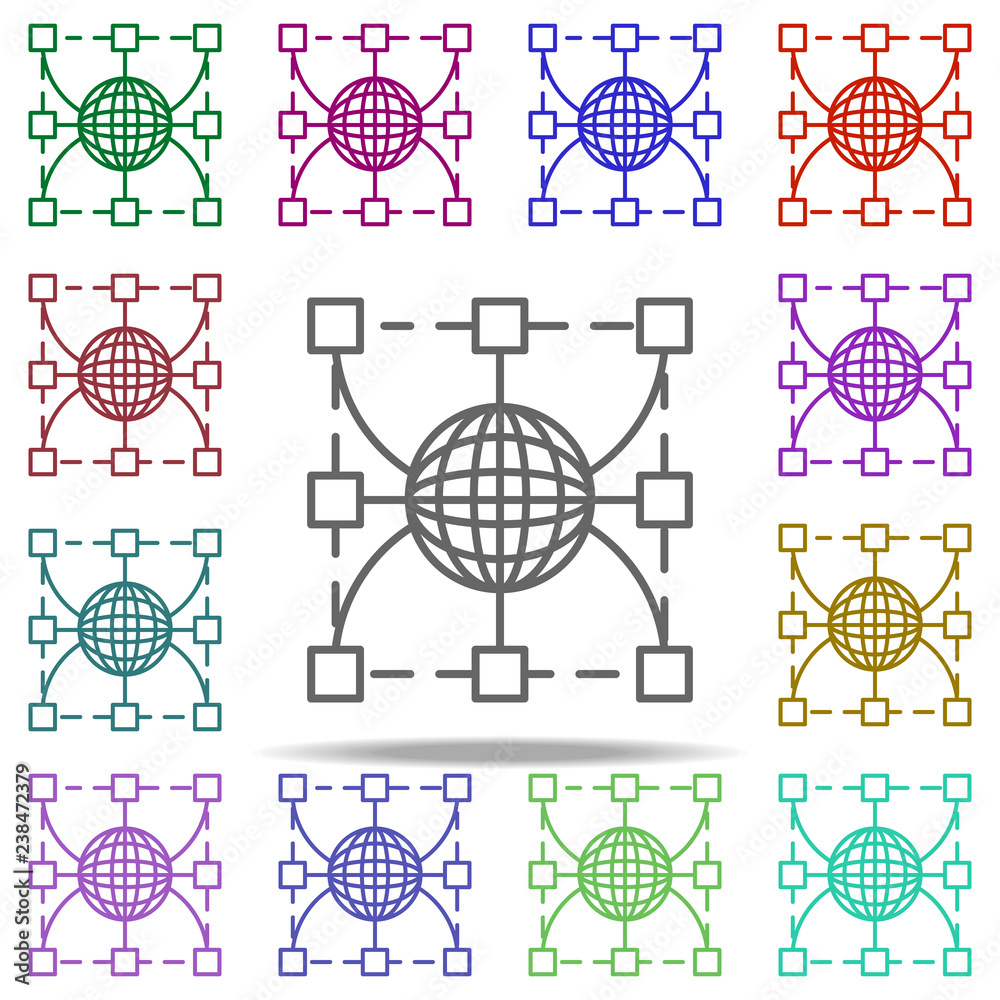 Poster global links icon. elements of intelligence in multi color style icons. simple icon for websites, we