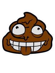 kacke scheiße kot haufen häufchen verrückt grimasse mund zunge rausstrecken lustig comic cartoon clipart design ärgern witzig