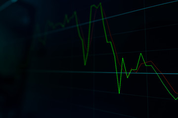 Stock exchange market graph on LED screen for business concept.